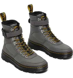 Dr. Martens Combs Tech Faux Fur-Lined Gunmetal Grove/Coated Canvas Men's Size 13 - Picture 1 of 8