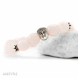 Shamballa Armband 925/- Silber Rosenquarz - Buddha Motiv ca 15 cm, rosa (20297) - Bild 1 von 7