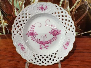 MEISSEN, edler Wandteller Ø 15,5cm, Indisch Purpur  - Durchbruch - Bild 1 von 4