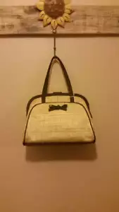 Ann Taylor The Loft gewebte Stroh Handtasche Handtasche beige F - Bild 1 von 2