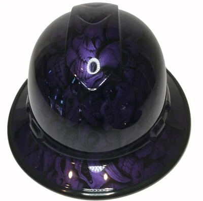 Hydro Dipped Hard Hat Ridgeline Full BRim Cusotm Plum Purple Insanity Skulls - Image 1 of 4