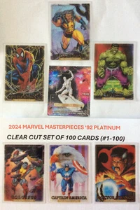 2024 Upper Deck Marvel Masterpieces '92 Platino CLEAR CUT Juego de 100 (#1-100) - Imagen 1 de 2