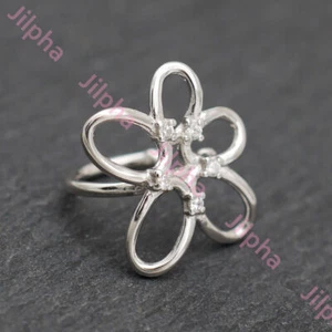 Flower Wire Ear Cuff  Sterling Silver Clip-on None Piercing Earring A4582 - Picture 1 of 7