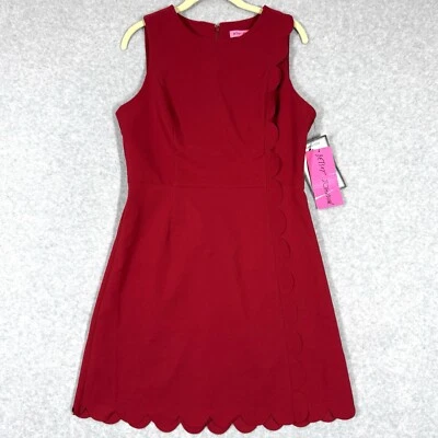 Betsey Johnson Dress Women 10 Petite Scarlett Red Stretch Scalloped Sheath NWT - Image 1 of 4
