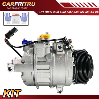 AC A/C Compressor with 8-Groove Pulley for BMW 335i 435i 535i 640i M2 M3 X5 X6 - Изображение 1 из 4