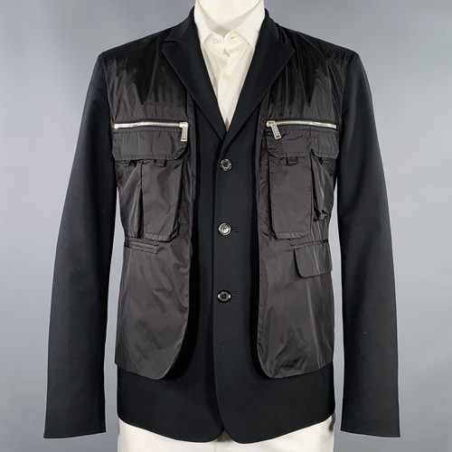 Cappotto sportivo utility DSQUARED2 taglia 44 nero argento misto lana vergine