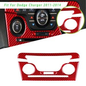 4Pcs Red Carbon Fiber Center Console AC CD Panel Cover For Dodge Charger 11-14-T - Bild 1 von 17