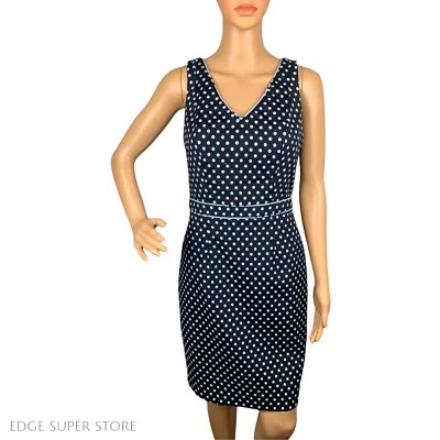 Vestido The Limited Vaina Lunares Sin Mangas Elastizado Carrera Negro Gris Talla 0 Foto 1 de 4