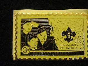 Boy Scouts Of America US Postal Service Francobollo Pinback, 3 Cent, "On My Honor..." - Foto 1 di 2