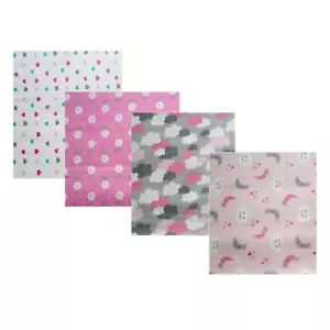 Baby Infant Cotton Flannel Receiving Blankets Bundle, Clouds, Hearts, One Size - Picture 1 of 12