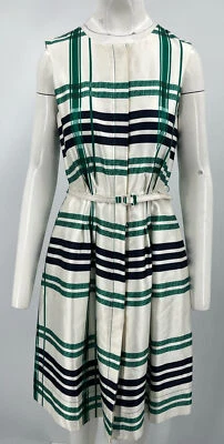 Vestido camisero a cuadros Oscar De La Renta P17 verde/azul marino/blanco talla 8 Foto 1 de 4