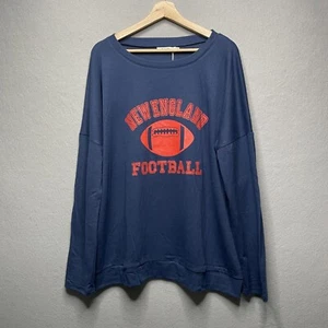 Haute Edition Women's Game Day Football Lightweight Top Elbow Patch Blue Red 2X - Picture 1 of 7