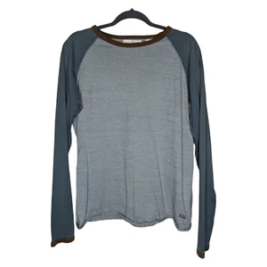 Fred & Howard Raglan Ringer Long Sleeve T Shirt Mens Medium Blue Brown Grunge - Picture 1 of 13