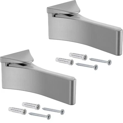 2x Vetro Scaffale Supporto Console Muro Clip Fissaggio Ripiano Mensola Argento - Immagine 1 di 4
