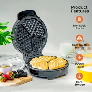 Geepas 5 Slice Heart Shaped Non-Stick Electric Belgian Waffle Maker - 49% OFF - Picture 1 of 17