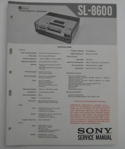 Original Factory Service Manual für Sony SL-8600 Betamax Videorecorder - Bild 1 von 3