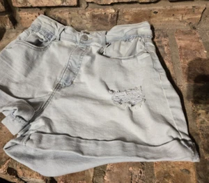 Shorts Vanilla Star Mom Shorts Juniors 13 Blue Distressed Pockets Zip & Button - Picture 1 of 9