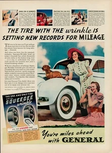 1939 General Tires Auto Automobile Wrinkle New Records Mileage Vintage Print Ad - Picture 1 of 8