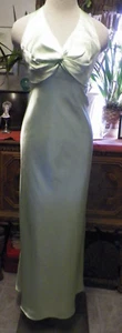 Faviana green satin halter formal long bridesmaids prom dress 3/4 - Picture 1 of 4