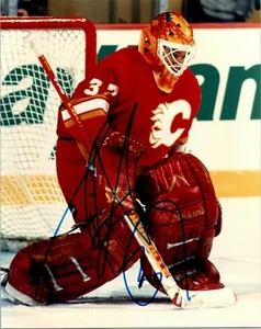 Foto a color firmada vintage de 8x10 de Trevor Kidd Calgary Flames - Imagen 1 de 2
