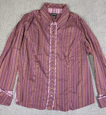 Lane Bryant Top 女式大码 18/20 红色纽扣衬衫长袖弹力 — 第 1/4 张图片