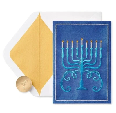 Papyrus Chanukah Card (Warmth, Joy and Tradition Thread Embroidered - Image 1 of 4