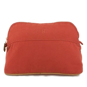 HERMES Bolide Canvas Pochette Cosmetics Pouch Red/2BE0080 - Picture 1 of 8