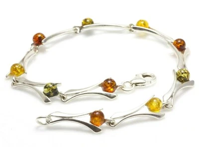 PULSERA NATURAL ÁMBAR BÁLTICO PLATA ESTERLINA 925 con certificación y caja de regalo Foto 1 de 4