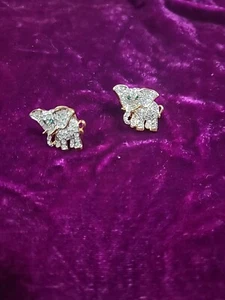 2 prendedores Swan Swarovski cristales elefante ~ pedrería ojos verdes envío gratuito - Imagen 1 de 2
