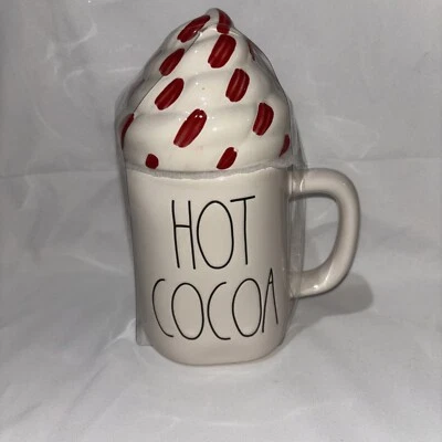 Rae Dunn "HOT COCOA" Ivory Mug Whipped Cream Topper Christmas Holiday Brand - Image 1 of 4