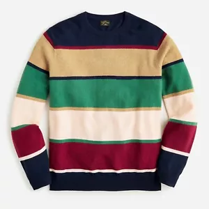 J. CREW Men's 100% Cashmere Crewneck Sweater Navy Multi Stripe - $168 NWT - Picture 1 of 4