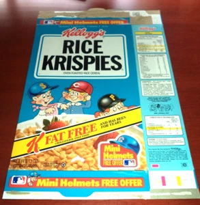 Kellogg's Rice Krispies MLB Mini Helmet Offer Mariners Reds Pirates Cereal Box - Picture 1 of 2