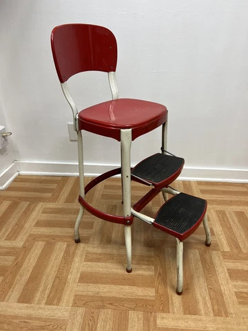 Vintage STEP STOOL metal folding kitchen steel chair mid century modern cosco 50 Cover