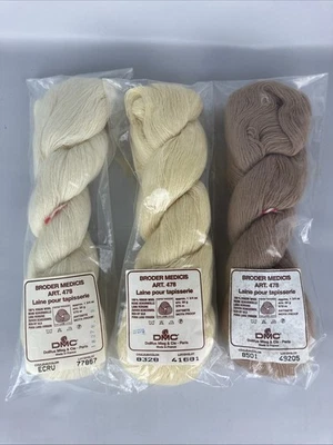 3 HKS VINTAGE DMC BRODER MEDICIS WOOL THREAD 623 YDS EA: ECRU, CREAM TAUPE - Image 1 of 4
