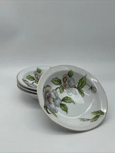 Set Of 4 Vtg Roselyn China 5.5” Fruit Berry Bowls Dogwood Flower Gold Trim Japan - Picture 1 of 6