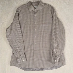 Van Heusen Mens Dress Shirt Size 17 34/35 Button Up Regular Fit Tan Flex Collar - Picture 1 of 10