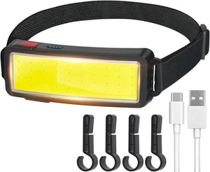 LED Lampada Frontale Torcia Ad Alto Lume USB Ricaricabile COB Proiettore Faro Le - Foto 1 di 13