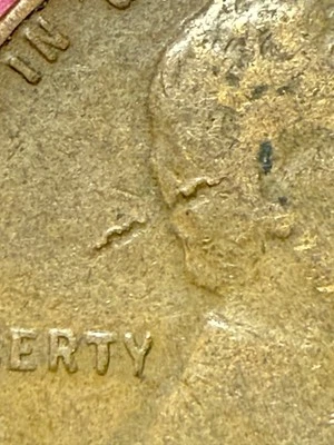 1937 S Wheat Penny Error ~ Strike Through Obverse ~ Die Break Rev #D10 - Image 1 of 4