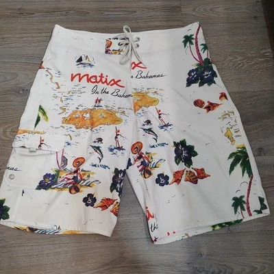 Matix Bahamas Unlined Swim Trunks Shorts Sz 34 Skateboard Coastal Core Vacation - Image 1 of 4
