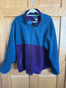 Vintage Lands End Mens Large Fleece Color Bock Jacket Hike Grandpa Core Cozy - Picture 1 of 7