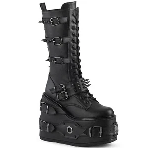Pleaser Demonia 5 1/2" Pf halbhohe Schnürstiefel seitlicher Reißverschluss Erwachsene Damen Swing/327 - Bild 1 von 6