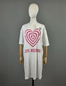 Neu mit Etikett Love Moschino weißes kurzärmliges Shirt-Midikleid mit großem Logo IT 40/USA 4 - Bild 1 von 13
