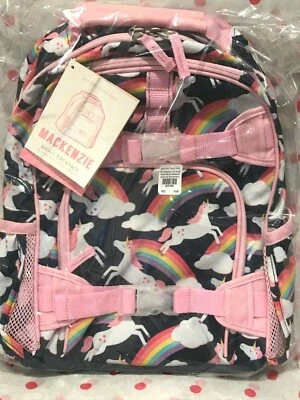 NUEVO Juego Mochila Pottery Barn Kids PEQUEÑA Azul Marino Rosa Unicornio Arco Iris ~ VACACIONES Foto 1 de 3