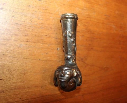 One Antique Glass Ball Piano Stool Foot Women's Head Brass on Cast Iron M-69 Cover