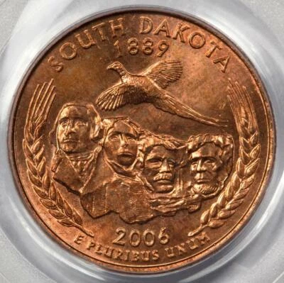 2006 PCGS MS64 Missing Clad Layer South Dakota Quarter Major Mint Error Red - Image 1 of 4