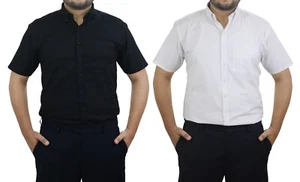 Men Half Sleeve Dress Shirt 100% Cotton Formal Causal Dress Work Wear S-3XL UK - Picture 1 of 7