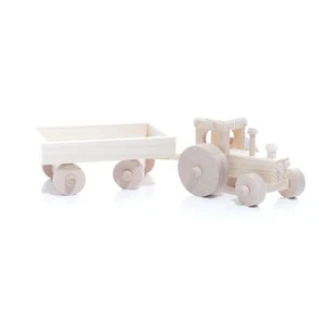 Wooden Toy Tractor with Trailer Width=29cm NEW Train Tractor Roller Wood - Picture 1 of 2