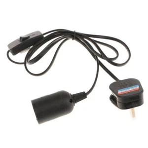 E27 Screw Bulb Socket, Bulb Holder Base with Cable Cord and On/Off Switch, (UK - Picture 1 of 5