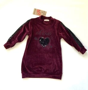 Neu mit Etikett NEK Kidswear Mädchen Kleid Samt burgunderrot Langarmkleid europäische Größe 3T - Bild 1 von 9