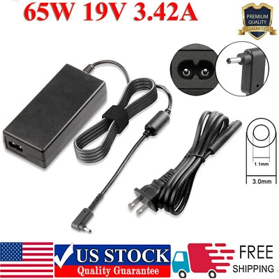 65W AC Adapter Charger For ACER Laptop POWER SUPPLY +CORD (3.0mm*1.0mm/3.0*1.1mm - Image 1 of 4